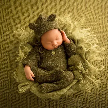 Novorojenček Romper Fotografija Prop Baby Dekleta, Fantje, Obleka, Klobuk Set