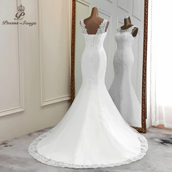Aplicirano morska deklica poročne obleke 2020 Novih brez rokavov zveze obleko haljo de mariee poroka oblek vestido de noiva sereia
