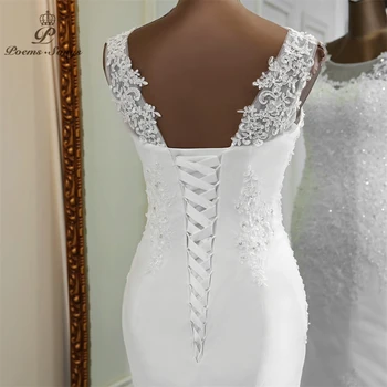 Aplicirano morska deklica poročne obleke 2020 Novih brez rokavov zveze obleko haljo de mariee poroka oblek vestido de noiva sereia