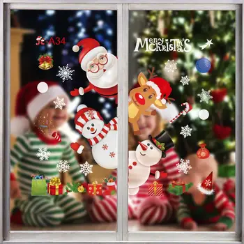 Božiček Božič Windows Nalepke Vesel Božič Okraski Za Dom 2020 Cristmas Windows Dekor Božič Navidad Noel Darila