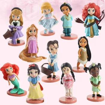 Disney 11pcs Moana sneguljčica Merida Princesa figuric lutke Ariel Tiana Jasmina Lutka Merida Anime Figurice Otrok Igrača darilo