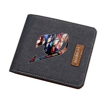 Japonske anime Fairy Tail denarnice Moški ženske kratke tiskanje Bifold denarnice Otroci kovanec Kartico torbici najstnikov študent platno denarnice