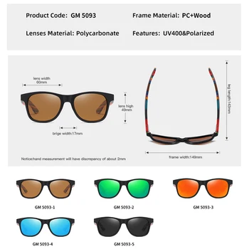 GM Polarizirana sončna Očala za Fante in Dekleta z Recikliranih Okvirji in Barvo Lesa Templje