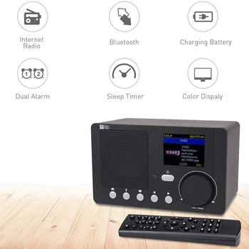 Radio, Internet WiFi, Prenosni Digitalni Radio z Baterijo za ponovno Polnjenje Bluetooth Sprejemnik, 2,4-Palčni Barvni Zaslon