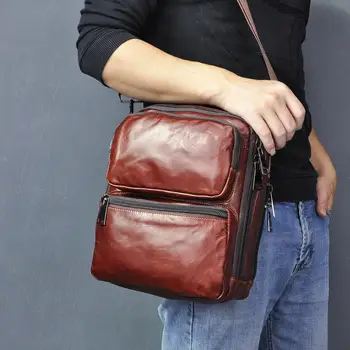 Kakovostno Originalno Usnje Moški Priložnostne Ramenski Messenger bag Moda Cross-body Bag 10