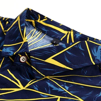 Moški Jesenski 2019 Modi Nove Moške Priložnostne Srajco z Dolgimi Rokavi Geometrijske Tiskanje Majice Velika Velikost Camisa Socialne Businees Srajce 6XL 7XL