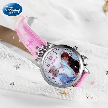 Disney Zamrznjene ⅱ Princesa Serije Elsa Luksuzni Bling Nosorogovo Krono Snežinka Obesek Lepa Dekleta Ure Otrok Darilo Nova