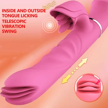 Teleskopsko Ogrevanje Vibrator Blowjob Jezika Z Vibriranjem Dildo Oralni Seks Igrače Za Ženske, G-Spot Klitoris Vagine Stimulator Sex Shop
