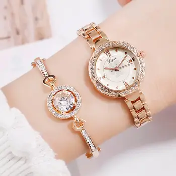 Lvpai Blagovne Znamke Ženske Zapestnica Quartz Ure Luksuzni Rose Zlata Gemstone Nakit Ure Modne Dame Ustvarjalne Watch Reloj Mujer