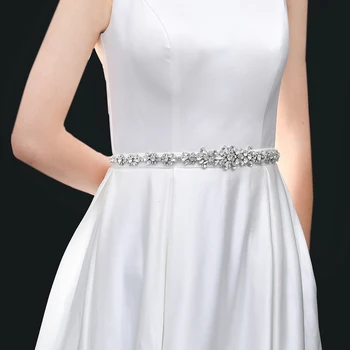 ZMS392 Ročno izdelan Poročni Pas Obleka Ženske Obleke Pearl Nosorogovo Applique Srebro, Diamant nevestin Poročni Dodatki Pasovi