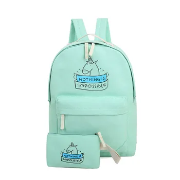Super kakovost platno nahrbtnik moda srčkan potovalne torbe samorog tiskanje nahrbtnik 2pcs/nastavite nov laptop, nahrbtniki za najstniške