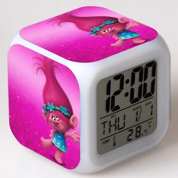 Multi-funkcijo Škrati Risanka Otrok Dremež 7 Barvo Žareče Spremembe Digitalna Ura LED Watch Alarm Termometer Ura Kocka Igrača
