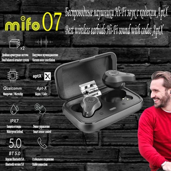 Mifo O7 Ogljikovih Nanocevi Dinamično Aptx Pravi Brezžični Čepkov Za Zmanjšanje Hrupa V5.0 Bluetooth Slušalke Nepremočljiva Mini s 4 priključek Mic