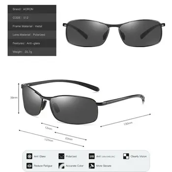 AORON Polarizirana sončna Očala Mens Vožnjo sončna Očala Prostem Ribolov Šport Aluminijast Okvir UV400 Očala