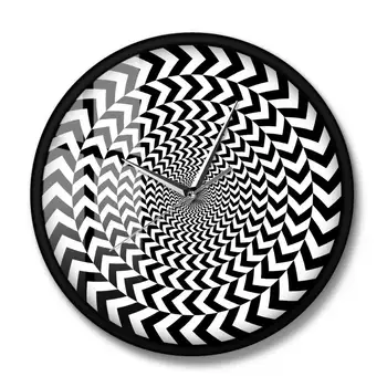Spirala Geometrijske Optično iluzijo Moderne Stenske Ure Hipnotik Črna In Bela 3D Vision Stenske Ure Tihi Zamah Povzetek Wall Art