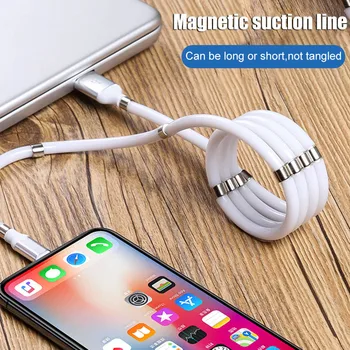 Magnetni Vrv Kabel Hitro Polnjenje 3A Kabel USB na Micro Tip C Polnjenje Kabel Podatkov Linija Za iPhone Xiaomi Huawei Samsung Galaxy