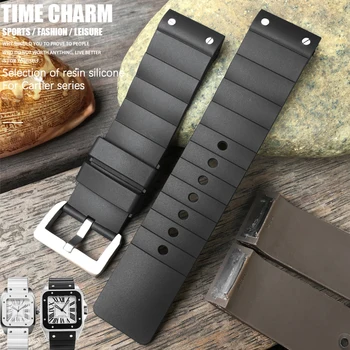Visoka Kakovost Gume Watchband 23 mm, Primerna za SANTOS DE CARTIER Gledam Črno Belo Roza Siva Silikonski Trak, moška Manšeta