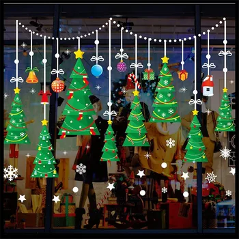 2021 Zelena Božično drevo stenske nalepke Nakupovalni center okno, Božični okraski, Počitnice plakat Doma dekoracijo