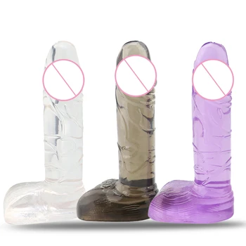 Silikonski Majhne Jelly Vibrator Masturbacija sex igrače za Ženske Kristalno Sesalni Realističen Dildo Penis G spot za Odrasle sex izdelki
