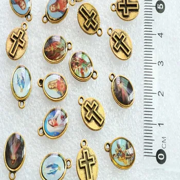 50 Kos / Mala Katoliške Ikono Mini Jezus Majhne Medaljo, Jezus Mini Marija Nesmrtne Ikone Venec, Zapestnico, Obesek