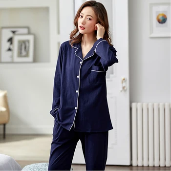 2020 Ženske Barva Pižamo Bombaž 2 Kos Pyjama nastavite Sleepwear Doma Salon Oblačila Pyjama Femme Visoke kakovosti Pijama Mujer