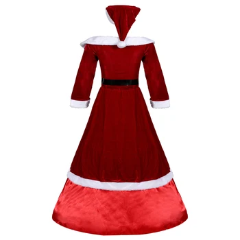 2020 Žensk božička Kostum, Dolg Rokav Obleka+pasu Pasu+ Klobuk 3Pcs Božič Cosplay bo Ustrezala Modno Obleko Obleke