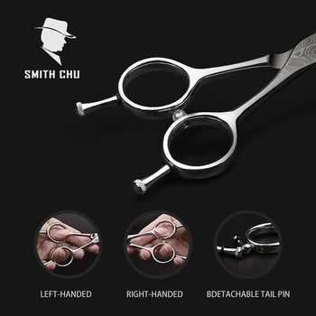 Smith Chu Damask Lancet Škarje 6 Inch iz Nerjavečega Jekla 440C Strokovno Salon Visoke Kakovosti Škarje za Rezanje Lase Scisso