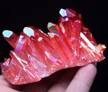 140-180 g VRHU PRECEJ RDEČI PLAMEN AURA Quartz Crystal točka grozd Zdravljenje