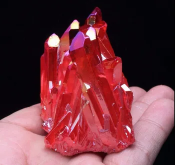 140-180 g VRHU PRECEJ RDEČI PLAMEN AURA Quartz Crystal točka grozd Zdravljenje