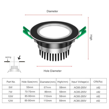 [DBF]Krog Črna Motnega Len LED Vgradni Downlight, Svetlejši Epistar COB LED Stropni Spot Svetilka 5W 7W 10W 12W z Transformator
