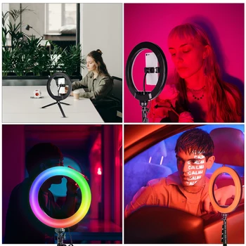 LED Obroč Svetlobe 10palčni z Nastavek za Stojalo Telefonom Bluetooth, Oddaljenim RGB RingLight Video Snemanje Selfie Fotografija Lučka za TikTok