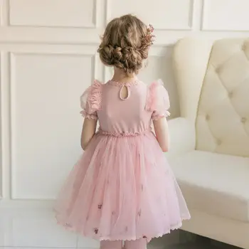 Pomladni girl oblačenja 4 do 8 let, Visoko kakovostne čipke šifon vezenje otroci, otroci, oblačila za dekleta princesa obleko 4-8Y
