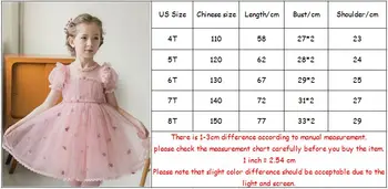 Pomladni girl oblačenja 4 do 8 let, Visoko kakovostne čipke šifon vezenje otroci, otroci, oblačila za dekleta princesa obleko 4-8Y