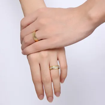 LETAPI 2020 Nov Modni Zlata barva Nerjavnega Jekla Poroko Pasovih Sijoče Crystal Ring za Ženski Moški Nakit 6 mm Zaročni Prstan