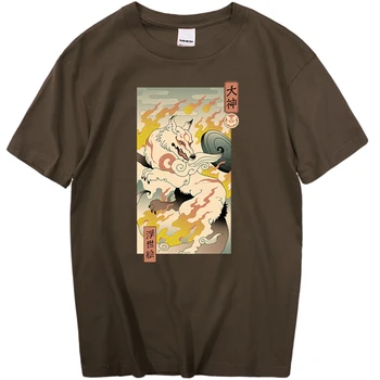 Japonski Fire Fox Tiskanje Tshirts Mens Kratek Rokav Poletje Človek T Srajce Anime Vzorec Hip Hop T Shirt Smešno Priložnostne Majice