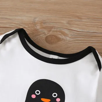 Novorojenega Dojenčka Baby Boy, Girl Obleke Risanka Pingvin Tiskanja Romper Jumpsuit Pozimi Toplo Dolg Rokav Enega Kosa Bodysuits ropa bebe