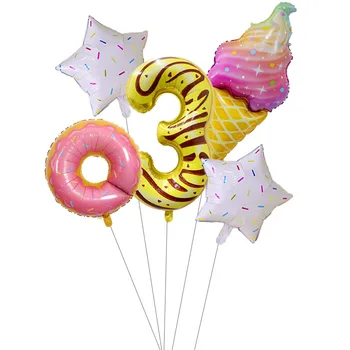 Ice Cream Krof Število Balon Sladkarije za Otroke Rojstni dan Balon 1. rojstni dan Happy Birthday Party Dekoracijo otroci