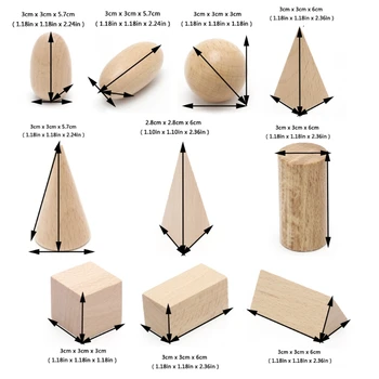 Lesena Geometrijska trdne Snovi 3-D Oblik Montessori Učenje, Izobraževanje Matematiko Igrače Sredstva za Šolo Doma