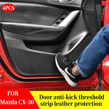 ZA Mazda CX-30 CX30 Vrata Avtomobila Usnje Anti Kick iz Ogljikovih Vlaken Zaščitni Pokrov, Auto Vrata Anti-kick Anti-umazano Pad Nalepka