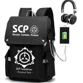 SCP Temelj Nahrbtnik prenosnik torba za Moške, Potovalne vrečke, USB Oxford Nahrbtnik šolsko SCP Cosplay Fantje Dekleta