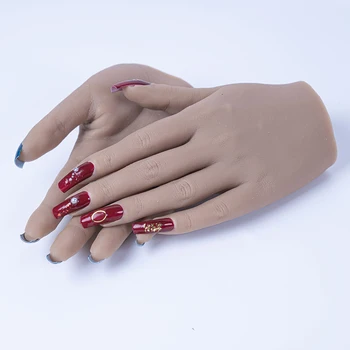 Silikonski Praksi Roke Za Nohte Mehke Manikura Praksi Model Nail Art Usposabljanje Umetno Roko Večkratno Uporabo Praksi Strani Manekenka Strani