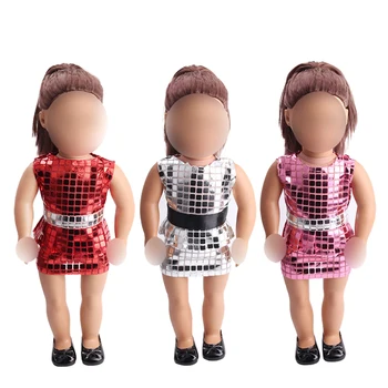 18 inch Dekleta lutka obleko Ples krilo Sijoče disco obleko Ameriških novo rojen oblačila, Otroške igrače fit 43 cm otroška oprema c127
