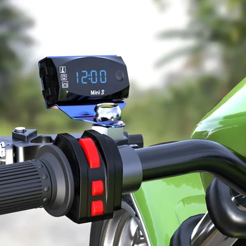 12V Motocikel Elektronska Ura uro Termometer Voltmeter Tri-V-Enem Nepremočljiva Prah-dokazilo Mini Digitalni Voltmeter Tester