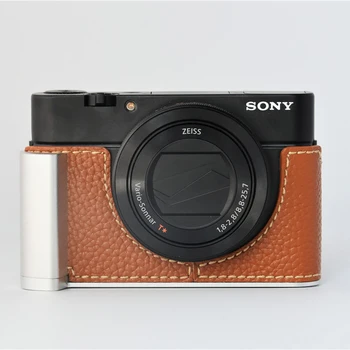 Pravega Usnja, ki je Osnova Primeru Kožo stojalo Za Sony RX100 Za Sony RX100 I II III IV V VI VII Fotoaparat Nova