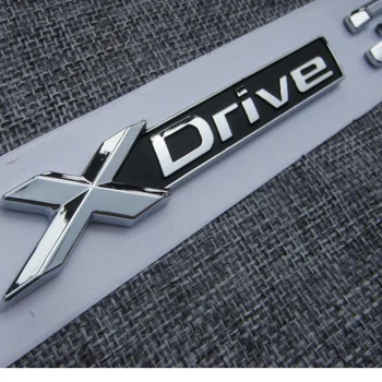 Chrome Črnimi Črkami Trunk Emblemi XDrive Fender Število Emblem Značko za BMW 1234567 Serije X123456