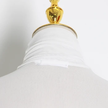 CHICEVER Bela Majica Za Ženske Turtleneck Dolg Rokav Mozaik Ruffles Priložnostne korejski Majice s kratkimi rokavi Ženske 2020 Modnih Oblačil
