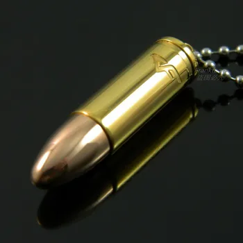 Zlata je barva Nerjavnega Jekla Pismo Bullet Ogrlico, Obesek, Modni Nakit Logotip