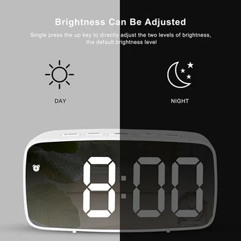 Digitalni LED Ogledalo Budilke Digitalne Dremež Tabela Ura Wake Up Light Elektronska Ura Prikaz Temperature Dekoracijo Ura