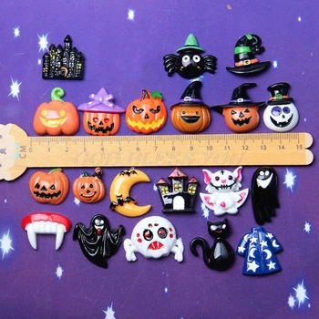 100 kozarcev Mix Halloween Pumpkin Lantern Duha Flatback Chrysoprase Sluzi Čare Smolo Okraskov za DIY Obrti Album