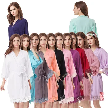 Bombažno Haljo Čipke Haljo nevesta haljo Kimono Družico Obleke Poročne Stranka Haljo ženske pižame sleepwear A300A